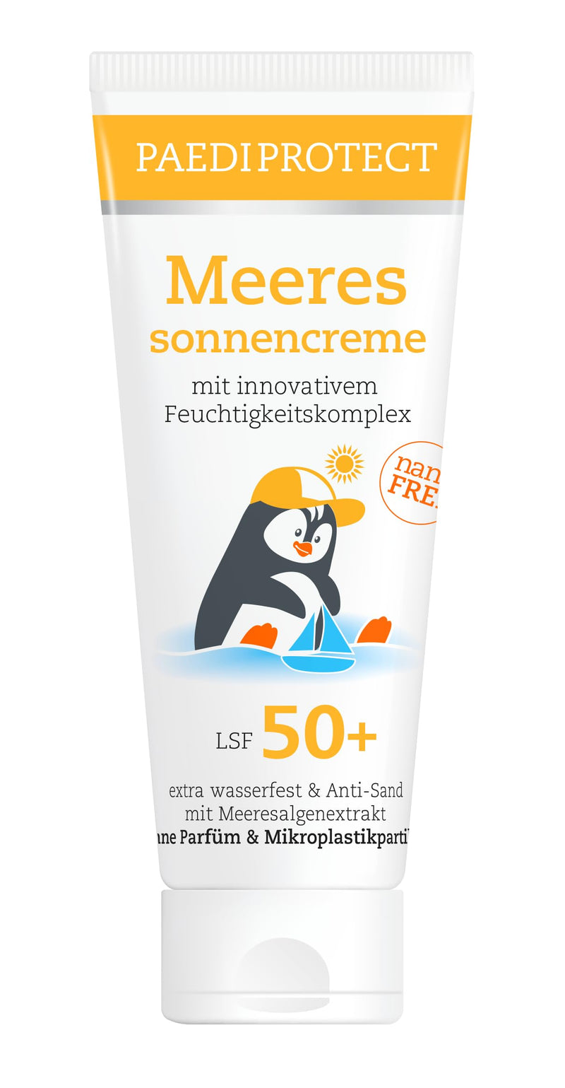 [Australia] - PAEDIPROTECT sea sun cream children's baby SPF 50+ 75 ml, sun cream fragrance-free & waterproof, face body sun protection factor, protection against UVA/UVB radiation, vegan without microplastics 75 ml (pack of 1) sea SPF 50+ 