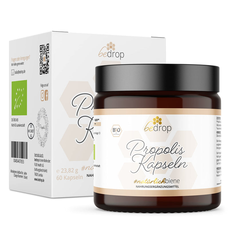[Australia] - bedrop organic propolis capsules 800 mg per capsule, high dosage - 60 propolis extract capsules from organic beekeeping - rich in polyphenols and flavonoids - in sustainable glass packaging, 60 pieces (pack of 1) 