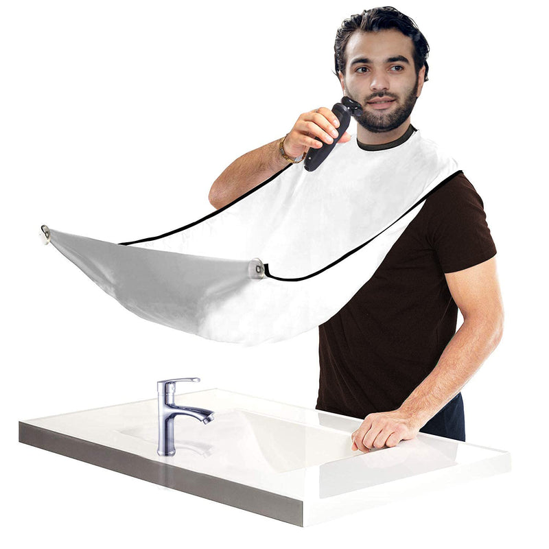 [Australia] - AEESRRU Beard Shaving Bib, Beard Apron for Men, With Suction Cups, Beard Apron for Beard Design, Beard Apron for Husband, Father's Day, Boyfriend (White) White 