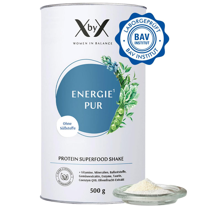 [Australia] - XbyX Energy Pure 500 g | 16 servings | Vegan superfood protein powder for shakes without sweeteners | Tasteless protein powder with essential amino acids & vitamins | From Germany Pure (without sweeteners) 500 g (pack of 1) 