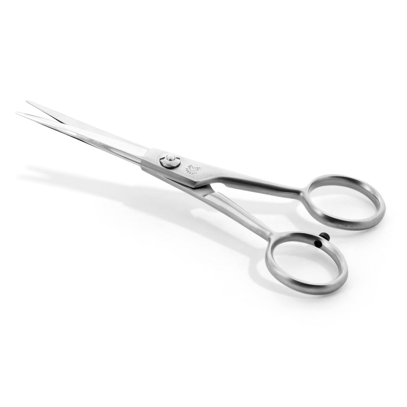 [Australia] - OTTO HERDER® BEARD SCISSORS - men's beard scissors 13 cm in a leather case made of rust-proof matt stainless steel with one-sided micro-serration and self-rotating key/beard scissors for cutting the beard 