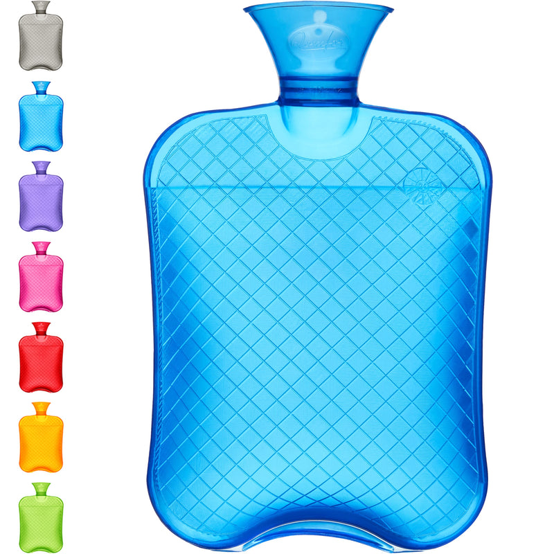 [Australia] - Qomfor Hot Water Bottle - 1.8 Liter Capacity - Premium Hot Water Bottle for Pain Relief, Back, Shoulder and Neck - Without Cover - [Blue] Blue 