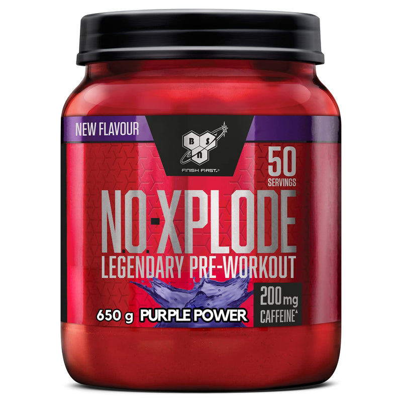 [Australia] - BSN Nutrition N.O.-Xplode pre-workout powder dietary supplement, more energy and concentration with caffeine, amino acids, vitamin C and zinc, Purple Power flavor, 50 servings, 650 g 