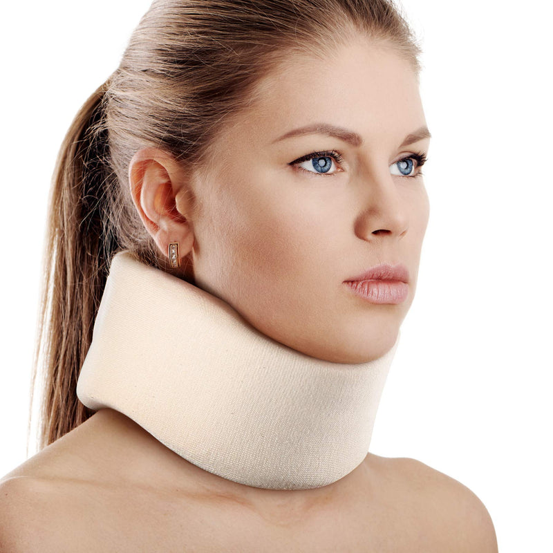 [Australia] - Cozyhealth Soft Foam Neck Support Universal Neck Brace Adjustable Neck Support for Sleeping Relieves Neck Pain and Spinal Pressure (White, 2.5" Deep Collar, M) 