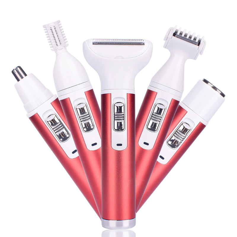[Australia] - 5 in 1 Electric Shaver for Women, ABS Portable USB Charging Women's Razor, Painless Facial Hair Removal Razor, Lady Shave for Bikini Nose Leg Face Eyebrows Body 
