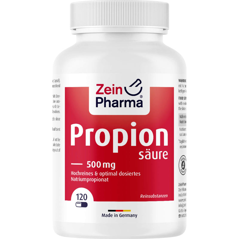 [Australia] - ZeinPharma propionic acid 500 mg 120 capsules - sodium propionate pure and in optimal dosage, intestinal flora capsules, vegan dietary supplement, laboratory tested 