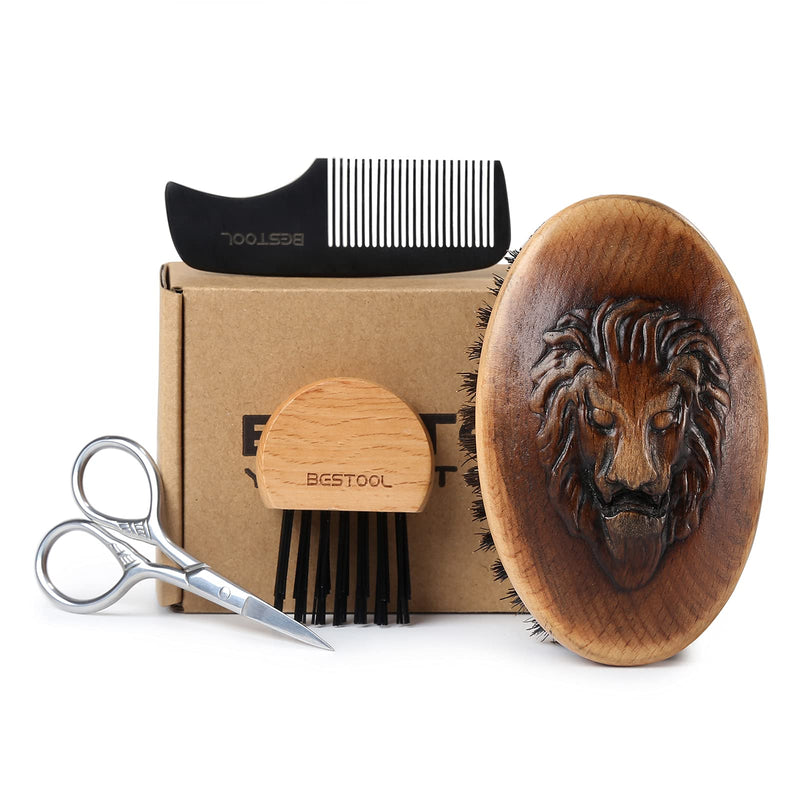 [Australia] - BESTOOL Beard brush and comb set for men, beard brush for daily beard care, wooden base boar bristles beard brush, great gifts for men 