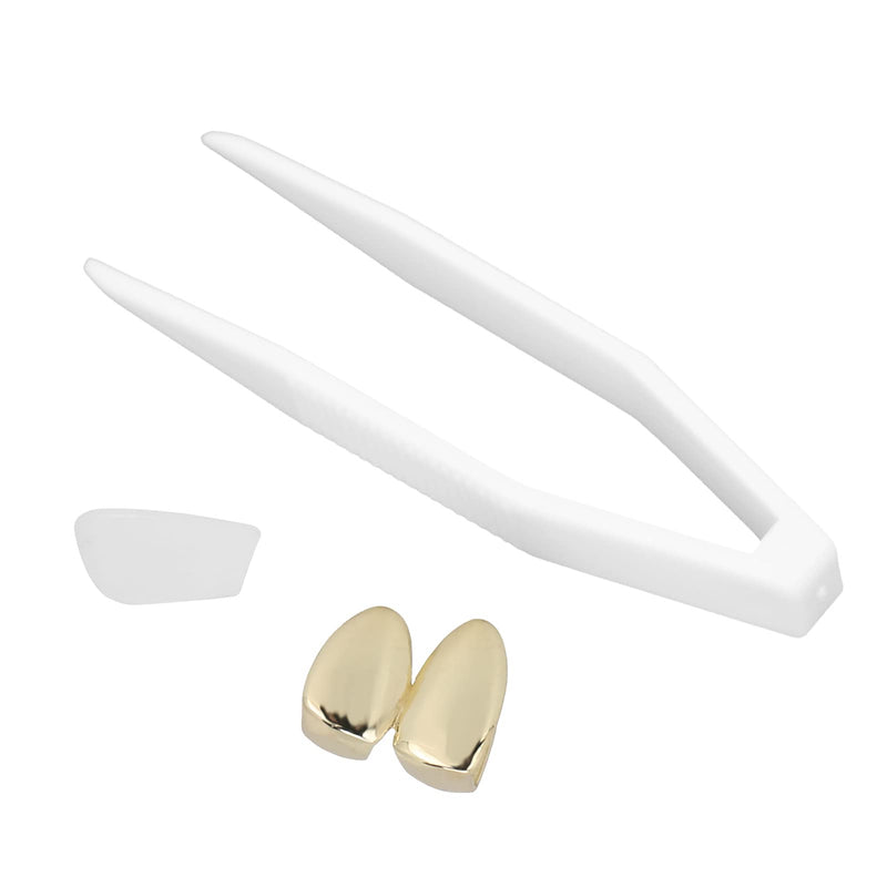 [Australia] - Brass Plating Braces, Fashionable Metal Double Tooth Decoration Jewelry for Halloween Hip-Hop Street Party(Gold) 