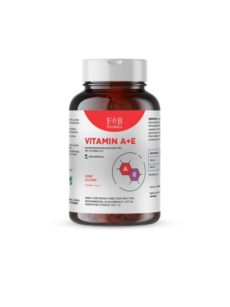 [Australia] - FB PHARMA - Dietary supplement with VITAMIN A 1000 mcg + VITAMIN E 47 mg - 180 SOFTGEL capsules - for the maintenance of normal VISION, SKIN and HAIR - formula developed in Italy 