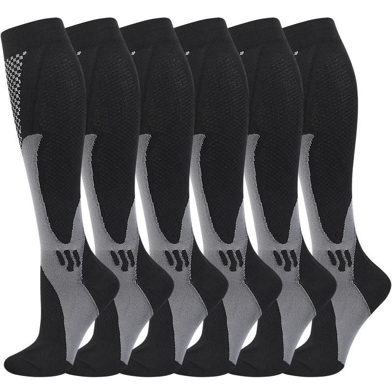 [Australia] - Gcbiger Compression Socks (3 Pairs) for Men Circulation 20-30mmHg Medical Compression Stockings Women Breastfeeding Black L-XL 