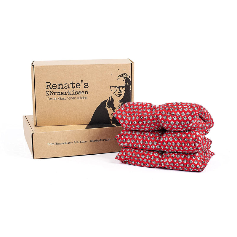 [Australia] - Exclusive Renate's grain pillow - cotton heat pillow - microwave - size XL (approx. 60x40cm) with organic wheat - first-class warmth in winter - for tall people - gift idea (red, XL) red 