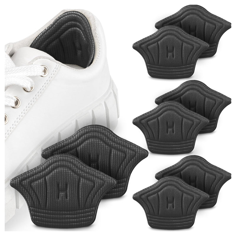 [Australia] - SULPO heel pads for shoes that are too big - Fits in almost every shoe - Self-adhesive thanks to strong adhesive pads, can be cut to size - Insoles made of cotton & sponge - 4 pairs (black 10 mm) Black 