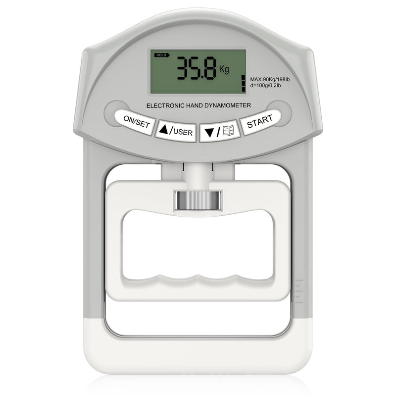 [Australia] - Kuptone Electronic Hand Dynamometer 90kg/200lbs Capacity Range Hand Grip Strengthener with 19 Sets Individual Plates Gray 