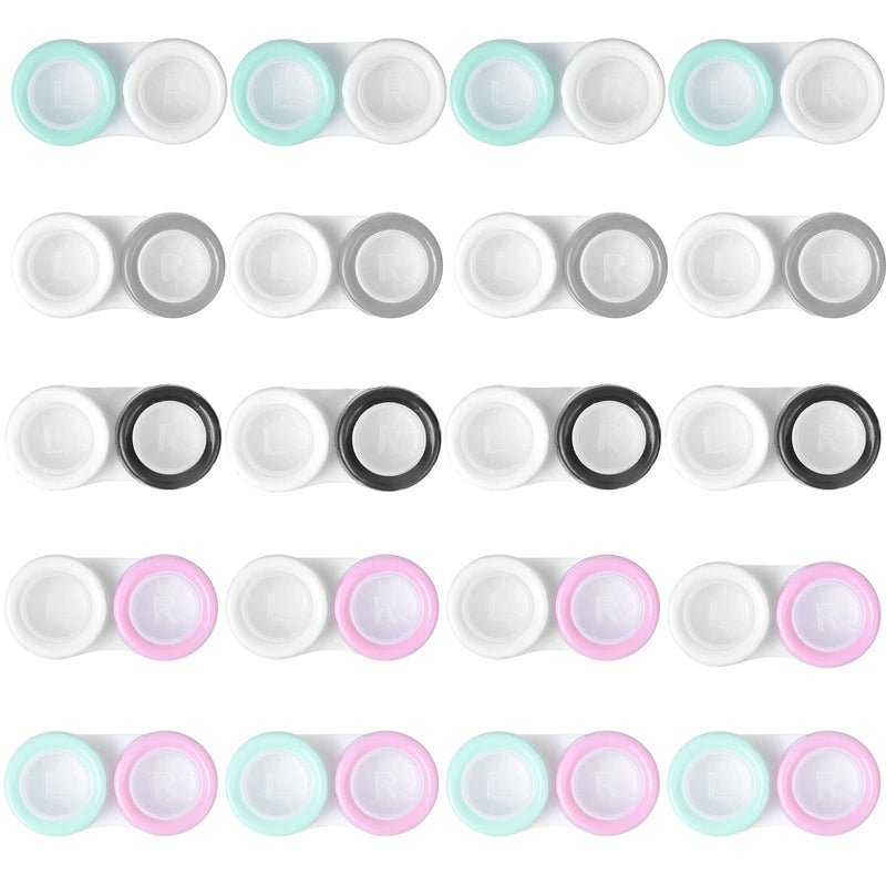 [Australia] - 20PCS contact lens container, lens container, contact lens container set, glasses case, portable, travel contact lens set, contact lens box with screw cap for home and travel, 5 colors 