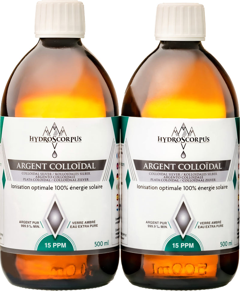 [Australia] - Colloidal silver 15PPM 2X500 ml glass●Oligo Element Bio available 100% natural●Ionization 100% solar energy●Protectors 100% compostable.. 