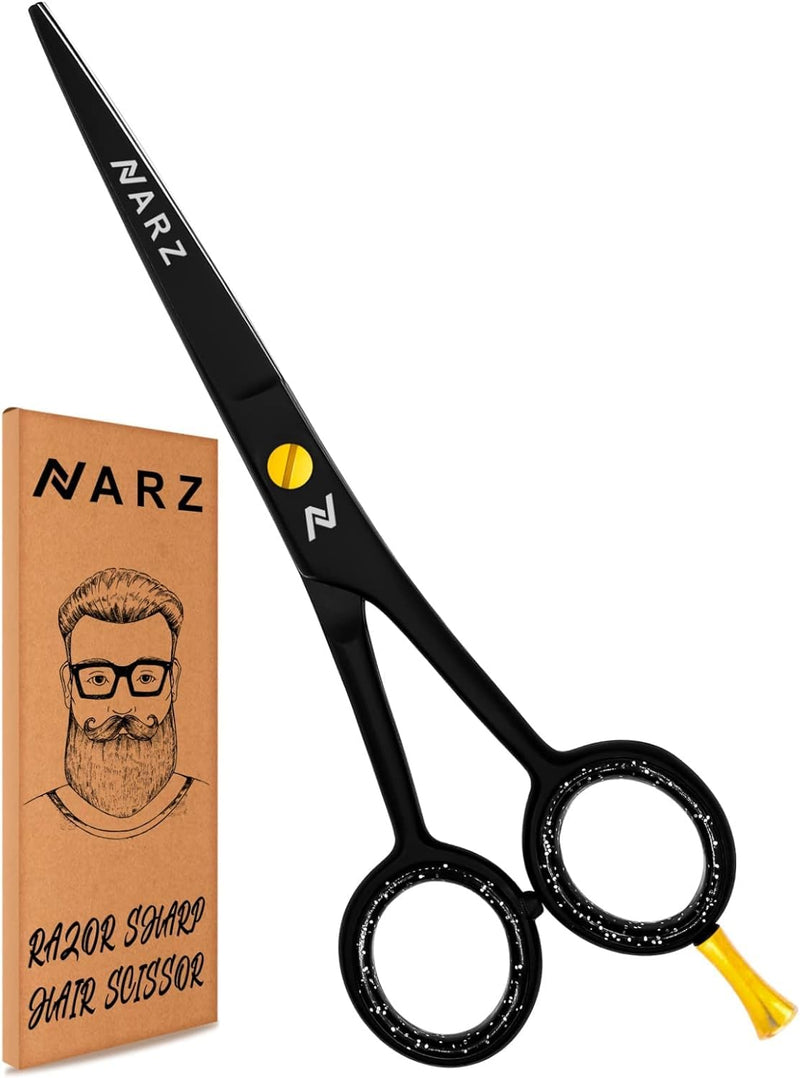 [Australia] - NARZ Professional Hair Scissors Stainless Steel Premium Hairdressing Scissors Safe Design Practical Versatile Hair Cutting Scissors Black 