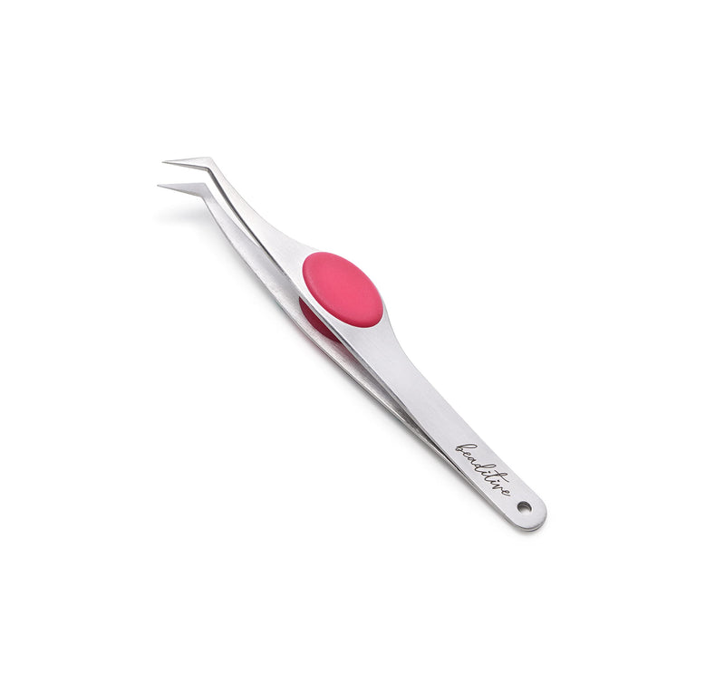 [Australia] - Beaditive High Precision Angled Tip Tweezers with Padded Handle - 4.7" Craft Tweezers for Sewing, Beading and DIY - Serrated Fine Angled Tips - Stainless Steel 