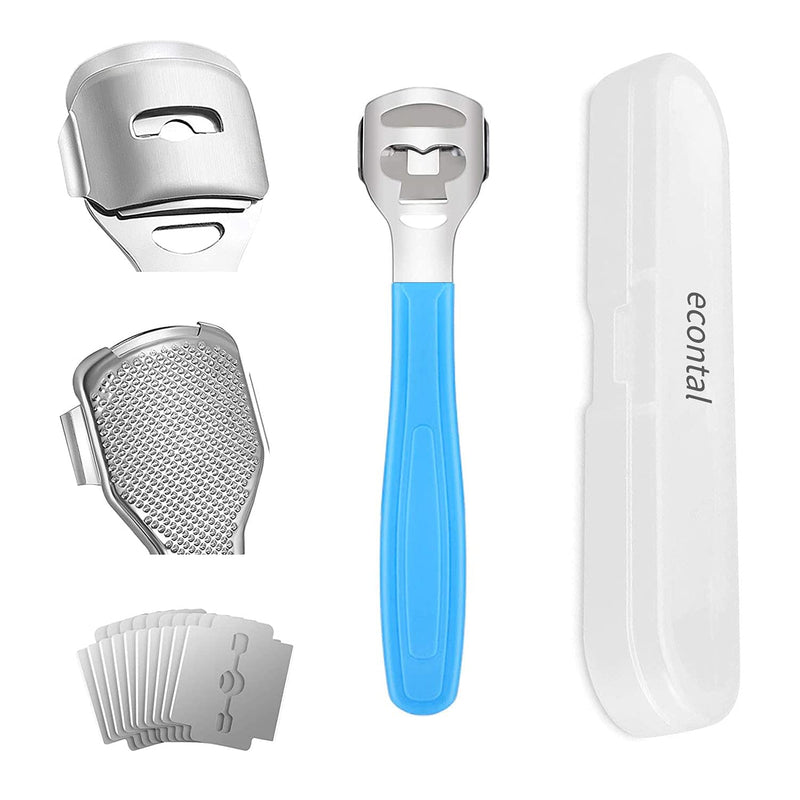 [Australia] - Econtal callus planer, callus remover, callus rasp foot, callus scraper for foot care, foot planer with plastic handle, 10 blades and plastic box 