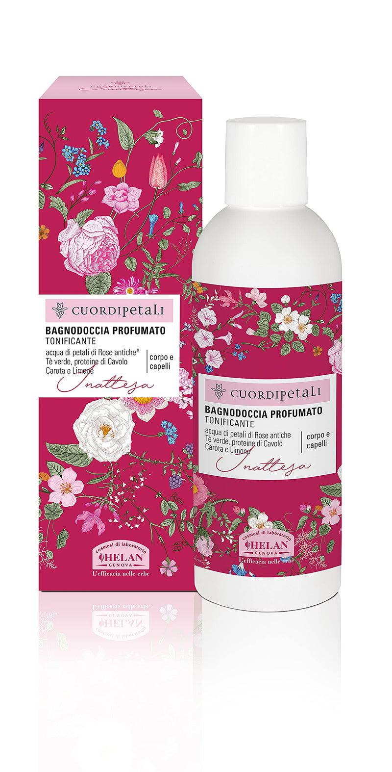 [Australia] - Helan, Cuor di Petali – shower gel and shampoo without natural sulfate, delicate and perfumed, bubble bath and tonic shampoo for hair and body care, with carrot and lemon, 200 ml, made in 