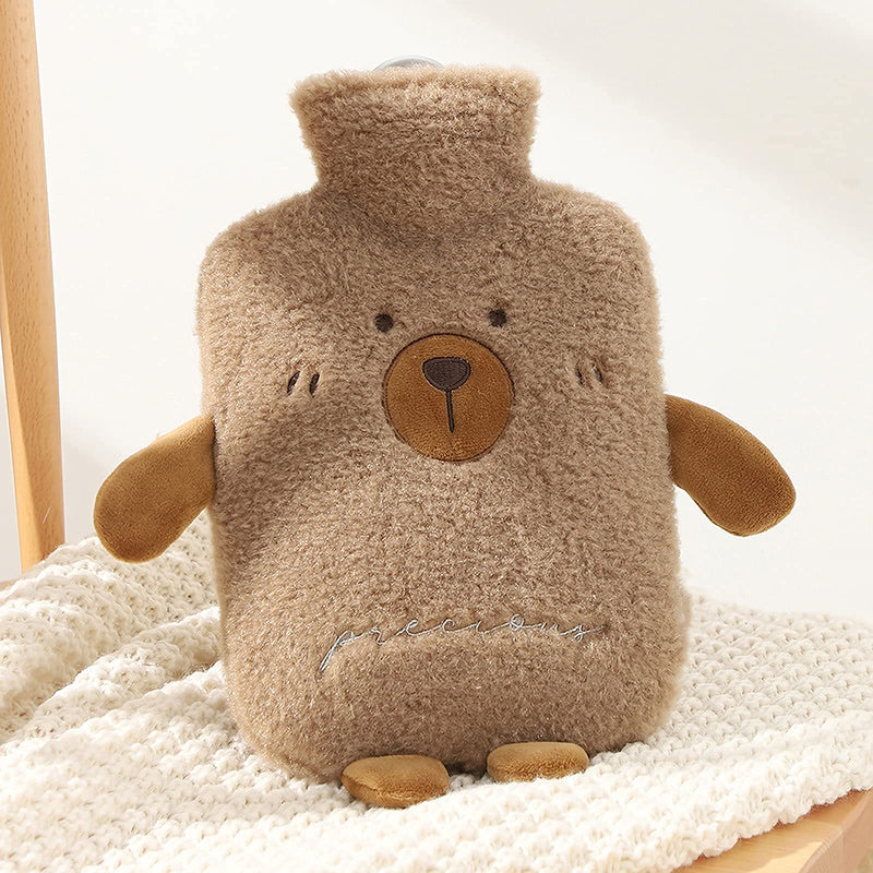 [Australia] - Hot water bottle with soft cover - large hot water bottle 1 liter fluffy - bed bottle for children and adults - hot water bottle with fluffy cover - gifts for women 1L 