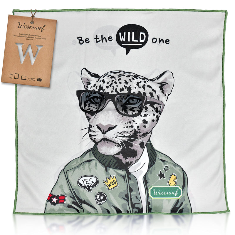[Australia] - WESERWEF® XXL microfiber cloth glasses cleaning cloth in optician quality 30 x 30 cm for cleaning glasses, smartphones, tablets, cameras. Display cloth (wild one) Wild One 
