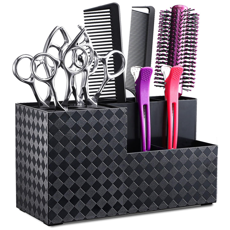 [Australia] - Noverlife Hairdressing Scissors Holder Scissor Block, Hairdressing Scissors Organizer Stand, Hairdressing Tool Storage Box for Hairdressing Combs Clips Brushes, Salon Hairdressing Scissors Holder Rack Black 