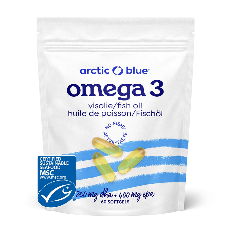 [Australia] - Arctic Blue Premium Fish Oil Capsules - 60 pieces - 1200 mg with 400 mg EPA & 250 mg DHA - high dosage, MSC certified - pure Alaska pollock oil in triglyceride form - low oxidation value 