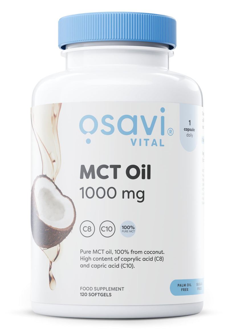 [Australia] - Osavi MCT Oil, 1000mg - 120 soft capsules | High concentration of caprylic acid (C8) and capric acid (C10) | 100% coconut oil, palm oil free | Environmentally friendly BioPET packaging. 