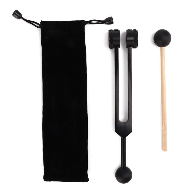 [Australia] - Om 136.1Hz Tuning Fork Set, Black Aluminum Alloy Heart Chakra Tuning Fork with Silicone Hammer and Storage Bag for Sound Healing, Meditation, Emotional and Spiritual Health 