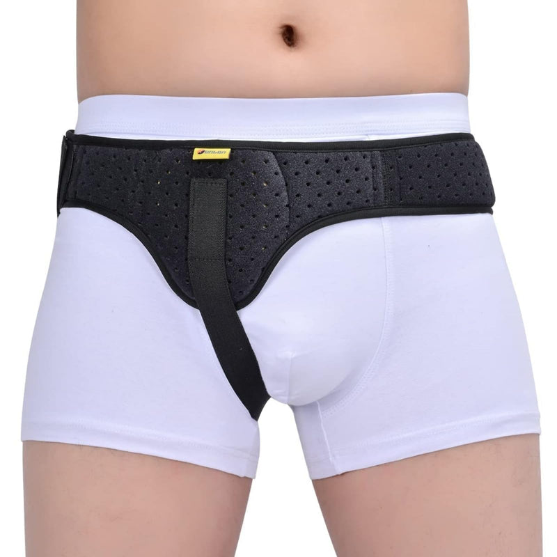 [Australia] - Tenbon Hernia Belt for Men and Women Flexible Adjustable Hernia Belt Hernia Support Pain Relief with Removable Compression Pads for Left and Right Hernia (Black, L) Black 