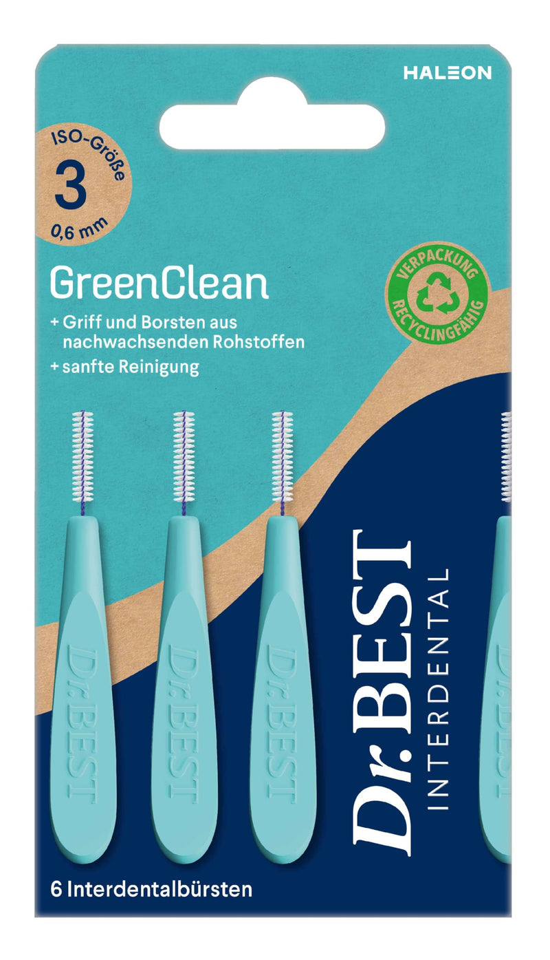 [Australia] - Dr.BEST GreenClean Interdental, Size 3, 6 pieces - Interdental brushes for gentle cleaning of the spaces between teeth 1 piece (pack of 6) 