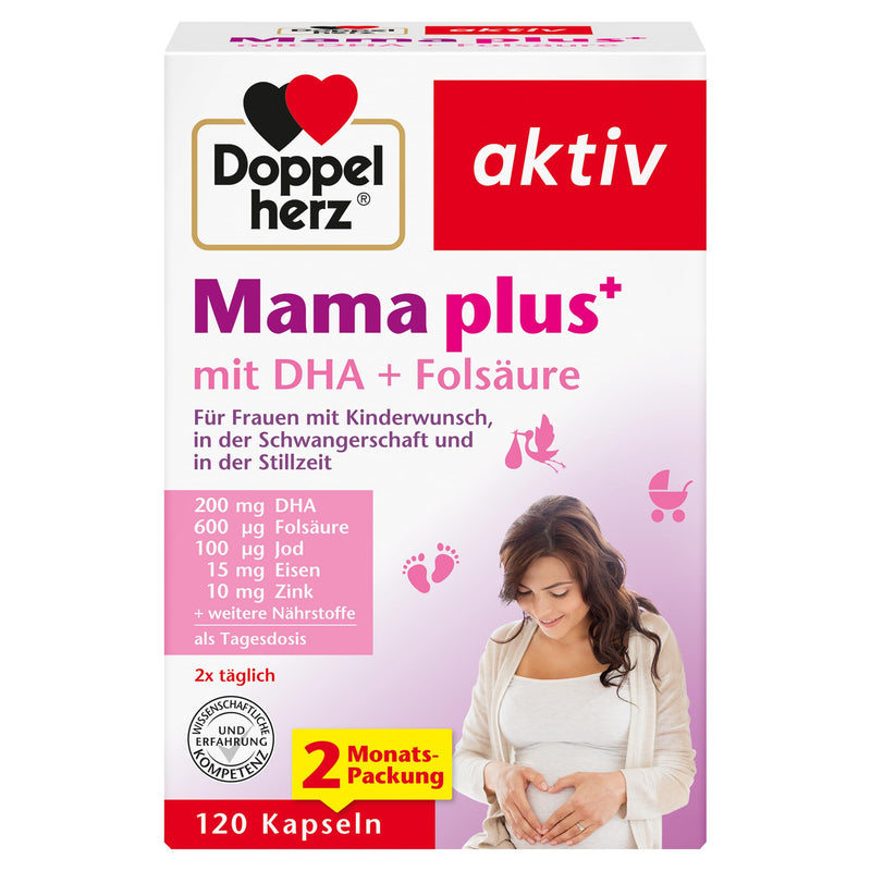[Australia] - Doppelherz Mama plus with DHA + folic acid - important nutrients for women who want to have children, during pregnancy and while breastfeeding - 120 capsules 120 pieces (pack of 1) 