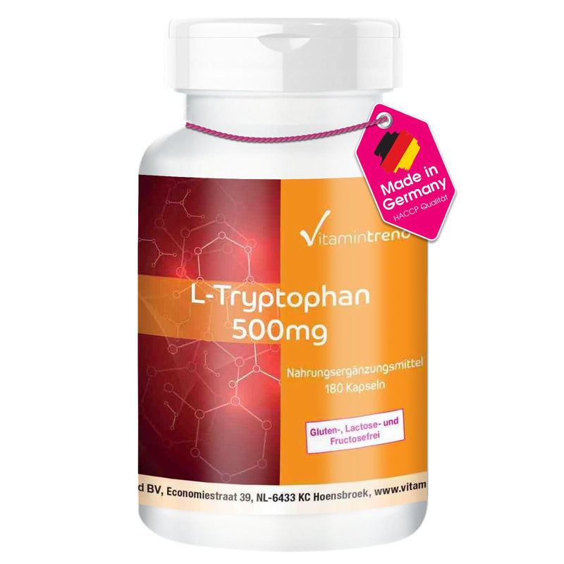[Australia] - L-Tryptophan 500mg - 180 capsules - vegan - bulk pack for 6 months | Vitamintrend® 