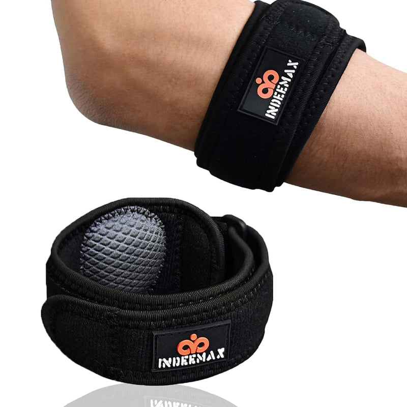 [Australia] - INDEEMAX 1 pack elbow bandage for men and women, compression bandage with EVA lining, adjustable elbow bandage for sports, tendonitis, arthritis, relieves the pain of tennis elbow, golfer's elbow, black 