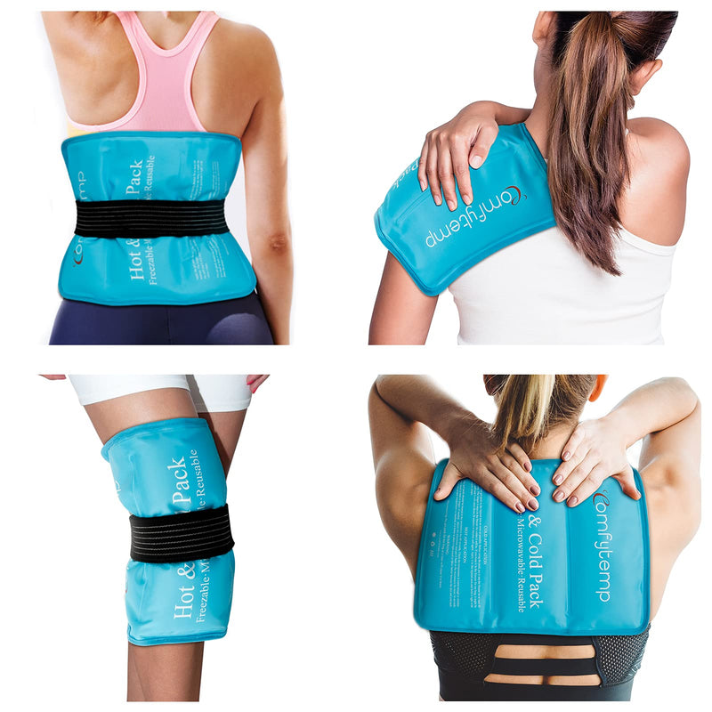 [Australia] - Comfytemp Large Cooling Pad Gel with Velcro Strap, 27 x 37 cm Cooling Pack for Bending for Shoulder Neck Back Knees Buttocks Reusable Ice Pack Cold Warm Compress Cooling Pad 