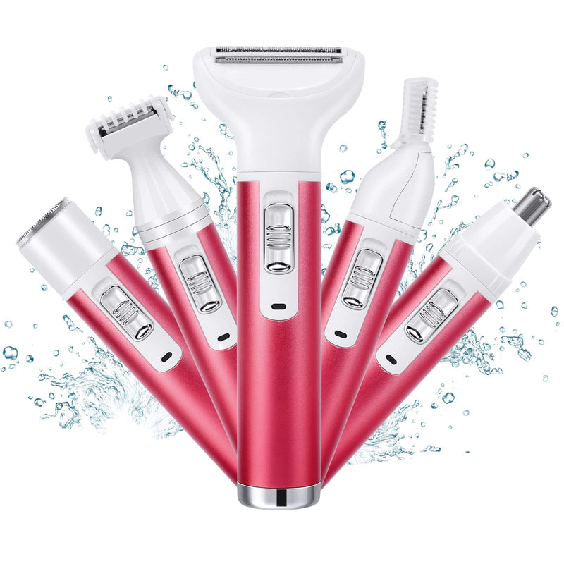 [Australia] - ACWOO Electric Shaver for Women, 5-in-1 Electric Women's Shaver, Women's Shaver for Women, Hair Trimmer for Face, Nose, Armpits, Intimate Area, Bikini Zone, USB Charging 