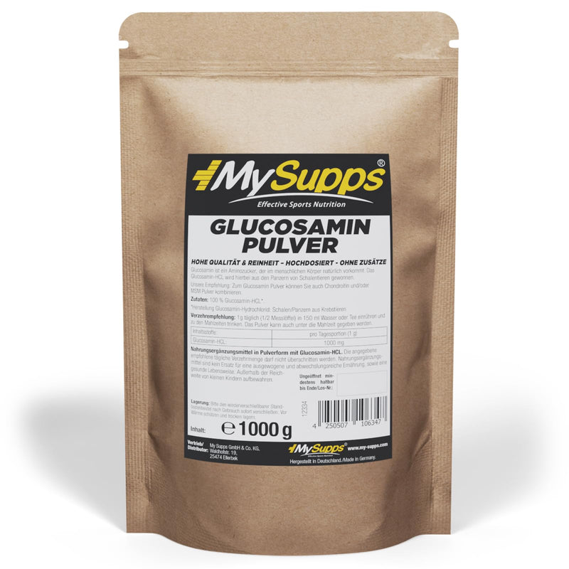 [Australia] - My Supps 1000g glucosamine powder with 100% pure glucosamine HCL - glucosamine sulfate powder vegan & high dosage - glucosamine powder made in Germany 