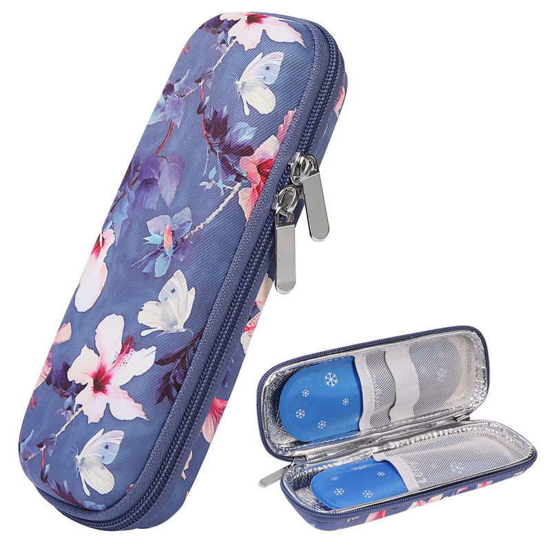 [Australia] - JAKAGO Insulin Cooler Bag, Portable Insulin Pen Bag with 2 Nylon Ice Packs for Diabetes Accessories & Cooler Diabetes Medication (Flower) Flower 