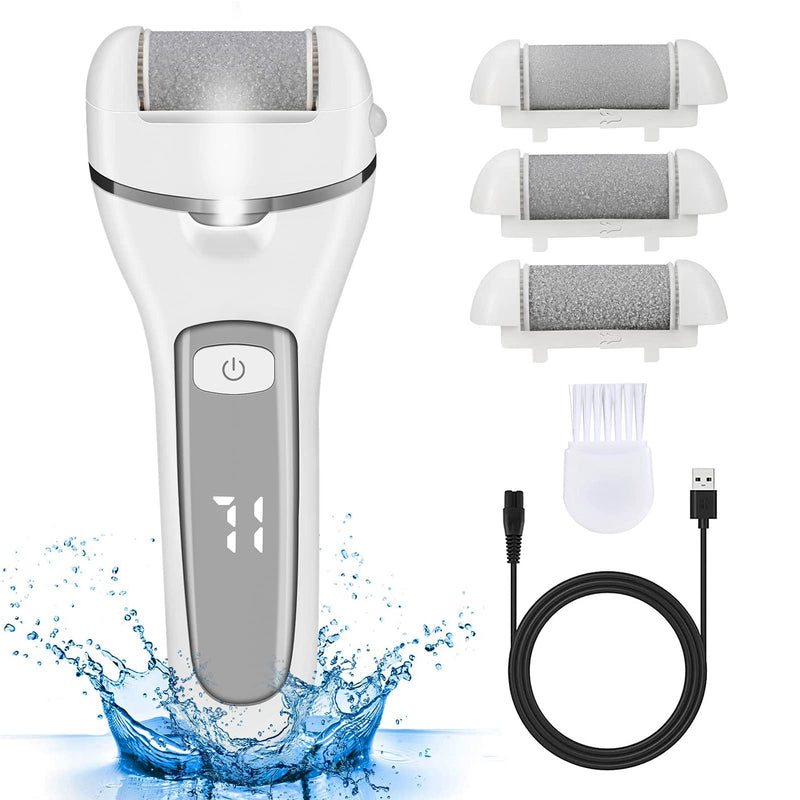 [Australia] - Czemo Electric Callus Remover Rechargeable Callus Planer with 3 Replacement Rollers Waterproof Callus Rasp Foot Care for Feet, 2 Speeds 