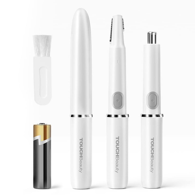[Australia] - TOUCHBeauty Eyebrow Razor Nose Hair Trimmer Women 2 in 1 Precision Women's Hair Trimmer for Face, Ears, Nose, Bikini Zone and Body TB-1458 (White) 