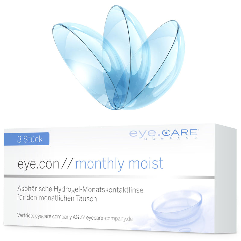 [Australia] - Eye.Con Monthly Moist soft monthly lenses - 3 hydrogel contact lenses with strength for sensitive eyes. Contact lenses with 55% water content BC 8.6mm, DIA 14.3mm (-2.00, 8.6, millimeter, -2.00) -2.0 8.6 millimeter 1 piece (pack of 3) 