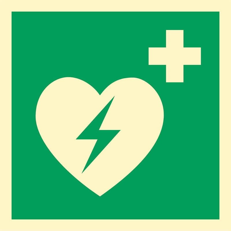 [Australia] - notlok Safety Work - First Aid Sign - Defibrillator [15 x 15 cm] | Photoluminescent plastic plate + sticker for easy installation | DIN EN ISO 7010 | Defibrillator, Aed defibrillator defibrillator [15 x 15 cm] 1 piece 