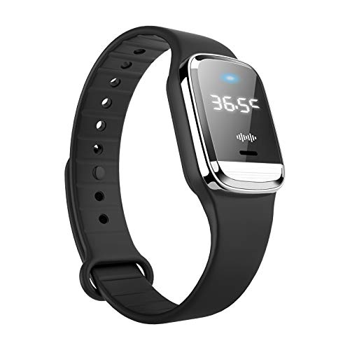 [Australia] - Feloyal Mosquito Repellent Bracelets, Body Temperature Display and Waterproof Ultrasonic USB Rechargeable Anti Mosquito Watch for Indoor and Outdoor Use, Suitable for Adults and Children (Black) 