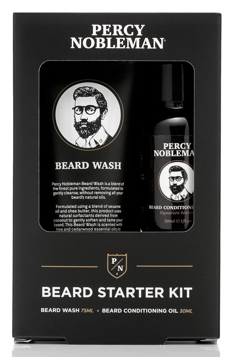 [Australia] - Percy Nobleman Beard Starter Set, a beard care set with beard oil and beard wash, suitable as a filler for stockings, 30ml / 75ml 