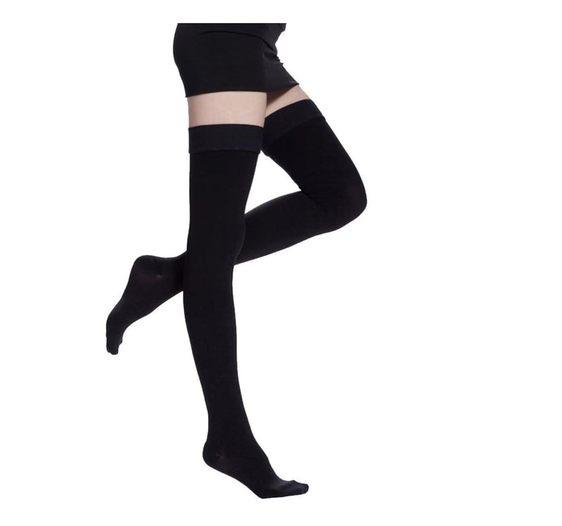 [Australia] - GPAR PREMIUM Medical compression stockings class 2, unisex, 23-32 mmHG, toe-closed thigh-high stockings for varicose veins, edema, leg pain, thrombosis XL Black 