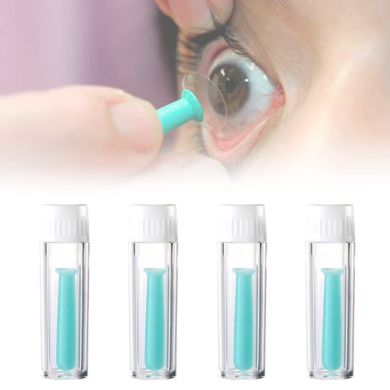 [Australia] - Contact Lens Insertion Aid, Contact Lens Sucker, Silicone Contact Lens Remover, Pack of 4 Contact Lens Inserter Remover with Storage Case for Contact Lenses Hard for Home Travel (Green) 