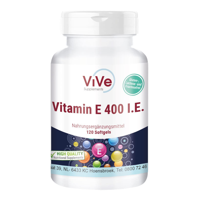 [Australia] - Vitamin E 400 IU - 120 softgels for 120 days - antioxidant cell protection | Quality from Germany from ViVe Supplements 