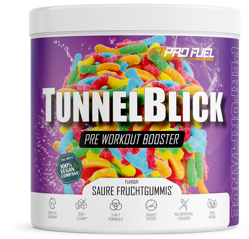 [Australia] - Pre-workout booster SOUR FRUIT GUMMIES 440g - incredibly delicious - TUNNELBLICK training booster with citrulline, arginine, taurine, caffeine, guarana and magnesium - optimally high dosage - 100% vegan 20 portions (pack of 1) 