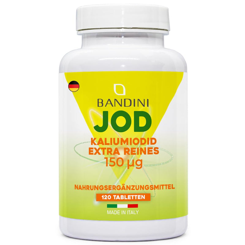 [Australia] - Bandini® Iodine 150µg (mcg) per tablet | 120 potassium iodide tablets | Iodine contributes to normal thyroid, skin and nerve function (EFSA) | Optimally high dosage, laboratory tested, vegan, without additives 