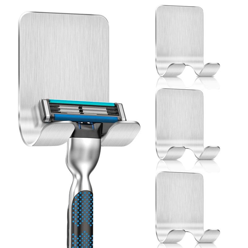 [Australia] - JatilEr Razor Holder Shower Silver Pack of 4, Razor Holder Shower No Drilling, Razor Holder Shower Stainless Steel 304, Shaving Holder Wall Scratch-Resistant, Razor Holder Self-Adhesive Smooth Edges 